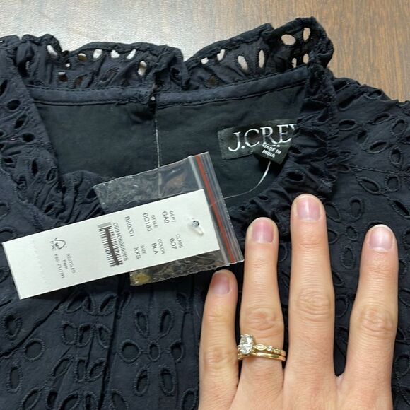 J. Crew Smocked puff-sleeve top in eyelet* - Picture 5 of 7